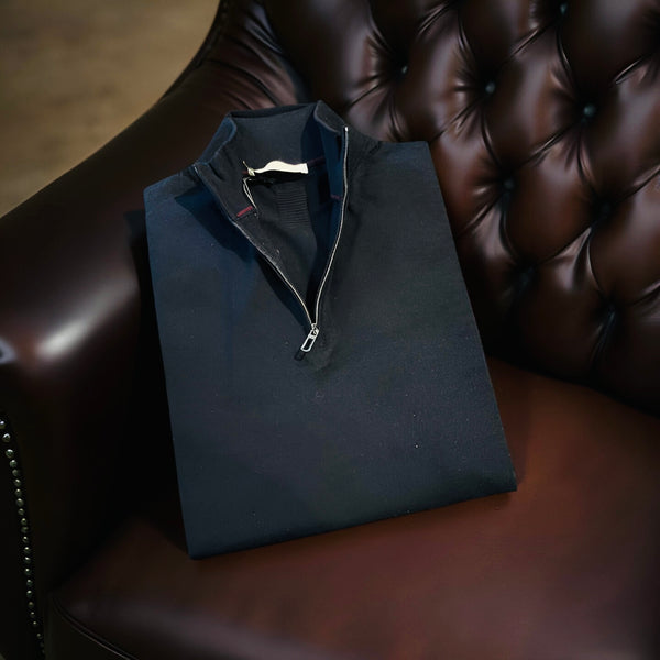Navyblå 1/2 Zip Extrafine Merinould - Connoisseur - cph.dk