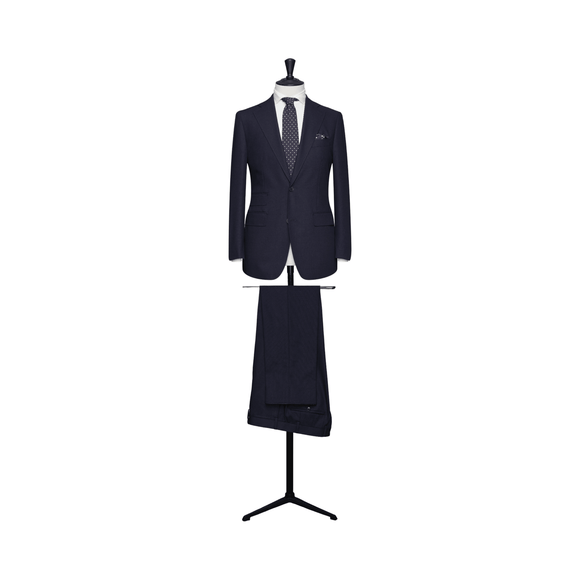 MTM Jakkesæt Loro Piana basketweave 100% uld (TVR007 Navyblå) - Connoisseur - cph.dk